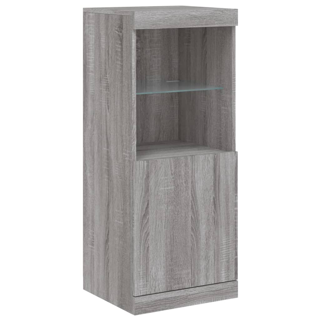 Buffets avec lumières LED 3 pcs sonoma gris bois d'ingénierie