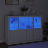 Sideboards mit LED-Beleuchtung, 3 Stück, weißes Holzwerkstoff