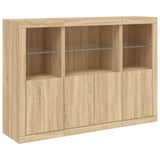 Sideboards mit LED-Beleuchtung, 3-teilig, Sonoma-Eiche, Holzwerkstoff