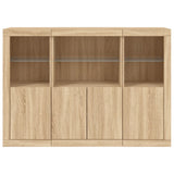 Sideboards mit LED-Beleuchtung, 3-teilig, Sonoma-Eiche, Holzwerkstoff