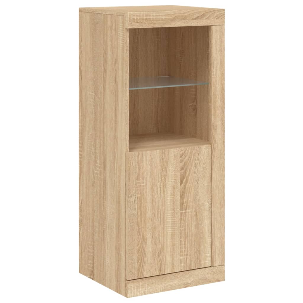 Sideboards mit LED-Beleuchtung, 3-teilig, Sonoma-Eiche, Holzwerkstoff