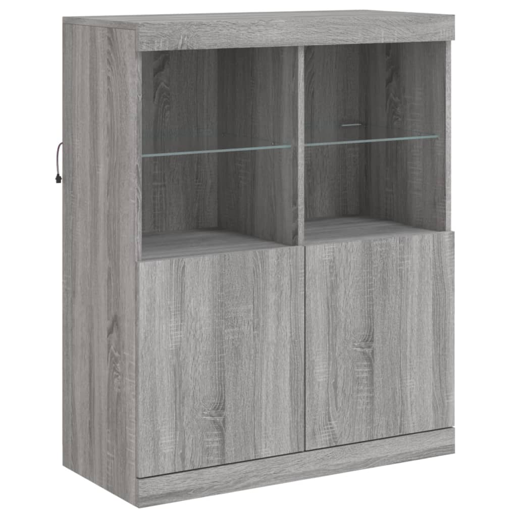 Buffets avec lumières LED 3 pcs sonoma gris bois d'ingénierie