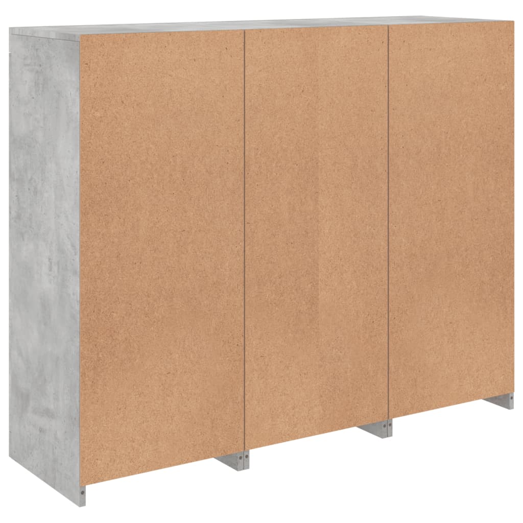 Sideboards mit LED-Leuchten, 3 Stück, graues Beton-Holzwerkstoff