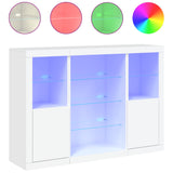 Sideboards mit LED-Beleuchtung, 3 Stück, weißes Holzwerkstoff