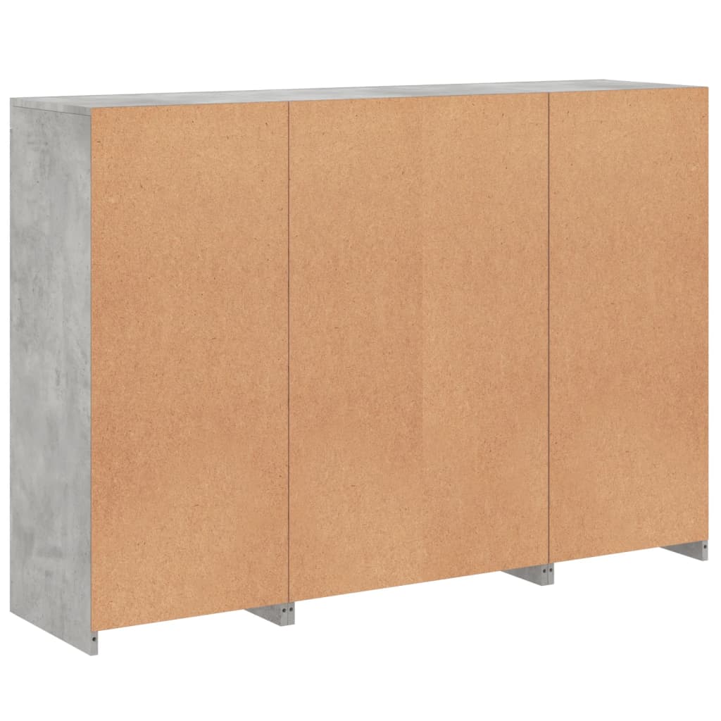 Sideboards mit LED-Leuchten, 3 Stück, graues Beton-Holzwerkstoff