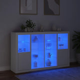 Sideboards mit LED-Beleuchtung, 3 Stück, weißes Holzwerkstoff