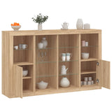 Sideboards mit LED-Beleuchtung, 3-teilig, Sonoma-Eiche, Holzwerkstoff