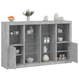 Buffets avec lumières LED 3 pcs gris béton bois d'ingénierie