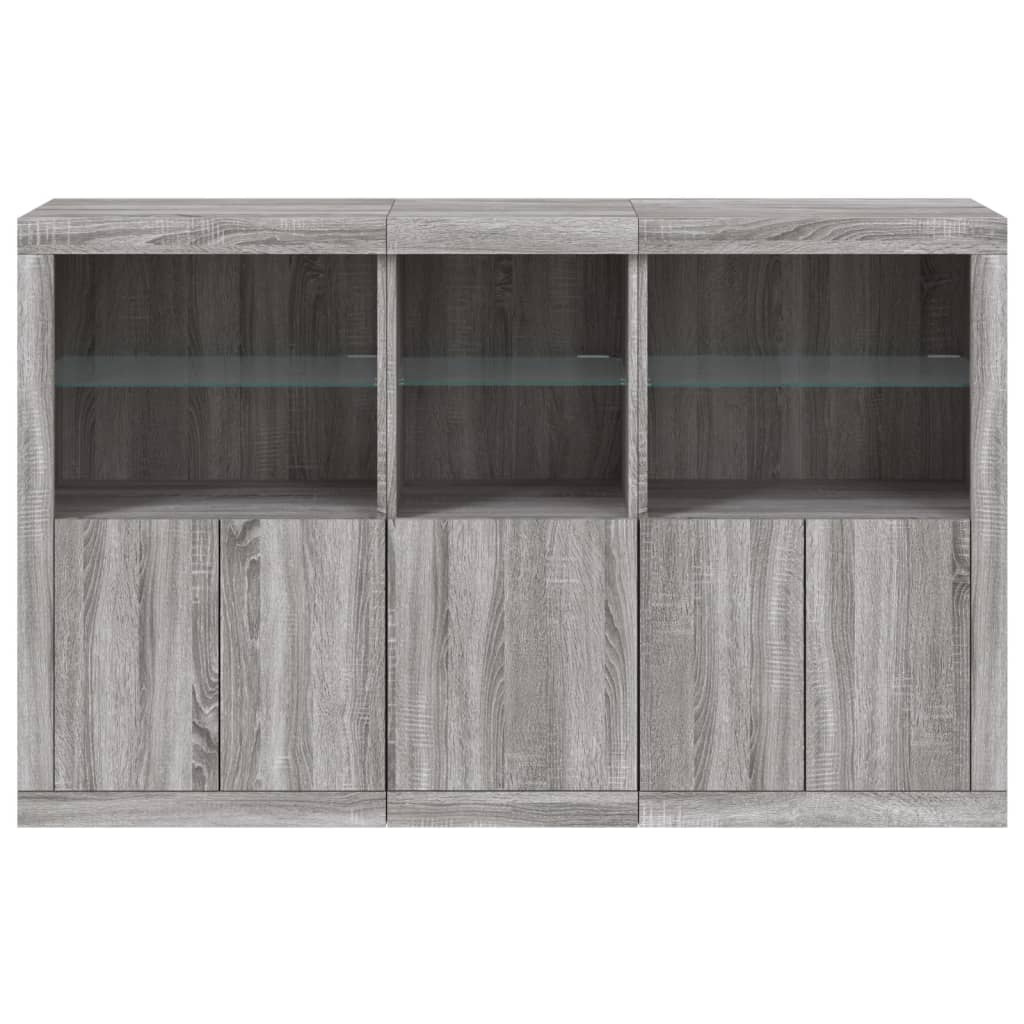 Buffet avec lumières LED sonoma gris 162x37x100 cm