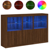 Sideboard mit LED-Leuchten, braune Eiche, 162 x 37 x 100 cm