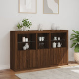 Sideboard mit LED-Leuchten, braune Eiche, 162 x 37 x 100 cm