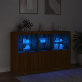 Sideboard mit LED-Leuchten, braune Eiche, 162 x 37 x 100 cm