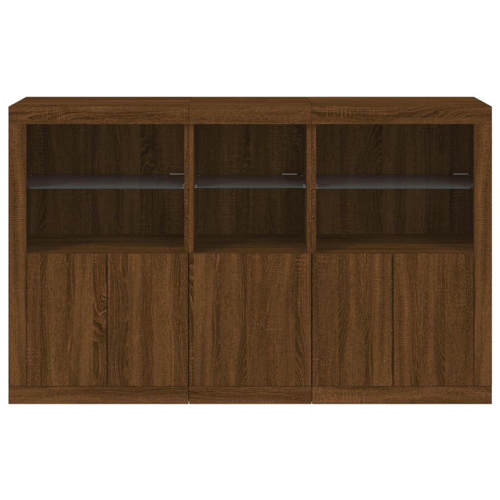 Sideboard mit LED-Leuchten, braune Eiche, 162 x 37 x 100 cm