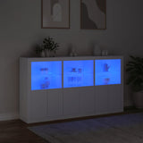 Buffet avec lumières LED blanc 181,5x37x100 cm