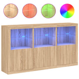 Sideboard with LED lights sonoma oak 181.5x37x100 cm