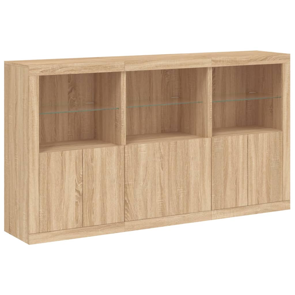 Sideboard mit LED-Leuchten Sonoma-Eiche 181,5x37x100 cm