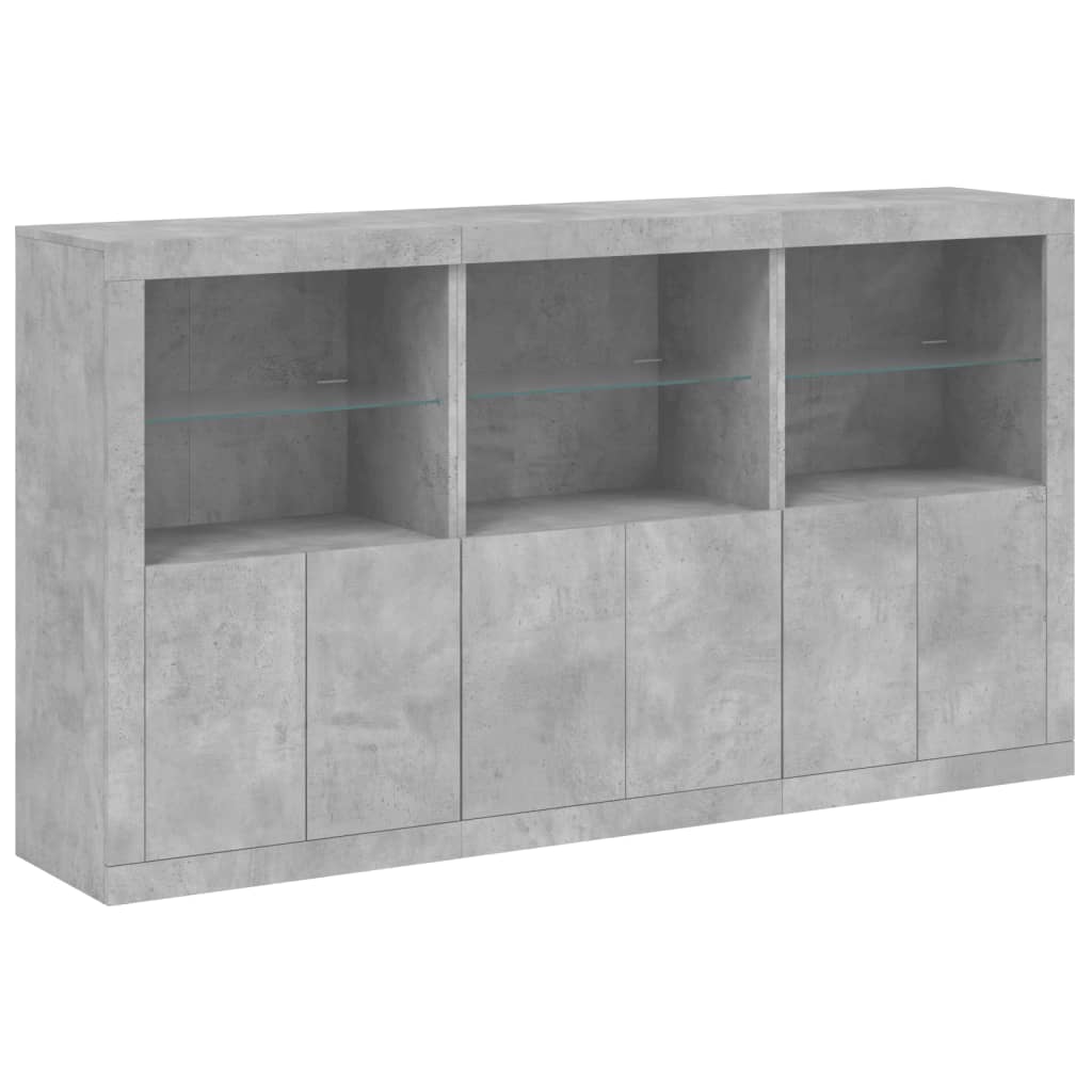 Sideboard mit betongrauen LED-Leuchten 181,5x37x100 cm