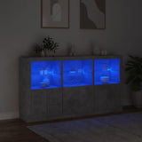 Sideboard mit betongrauen LED-Leuchten 181,5x37x100 cm