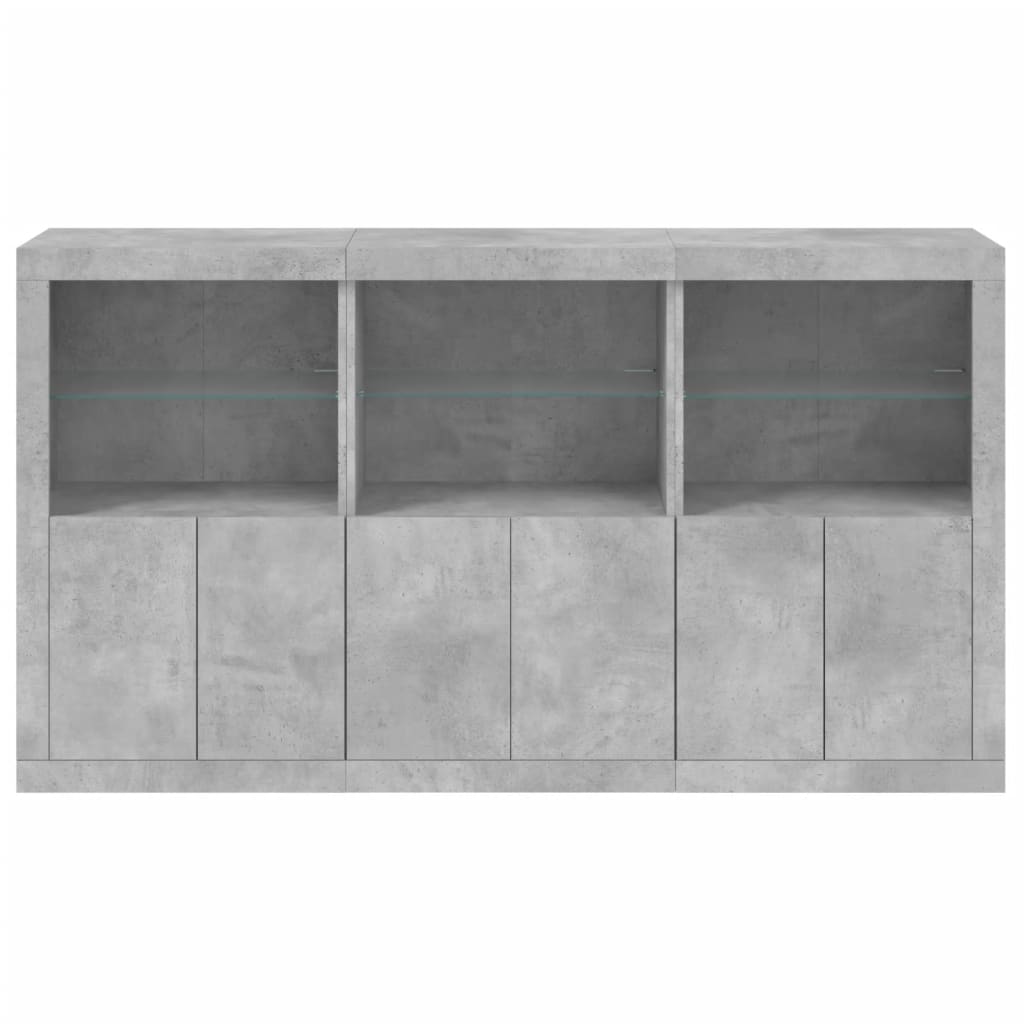 Sideboard mit betongrauen LED-Leuchten 181,5x37x100 cm