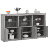 Buffet avec lumières LED sonoma gris 181,5x37x100 cm