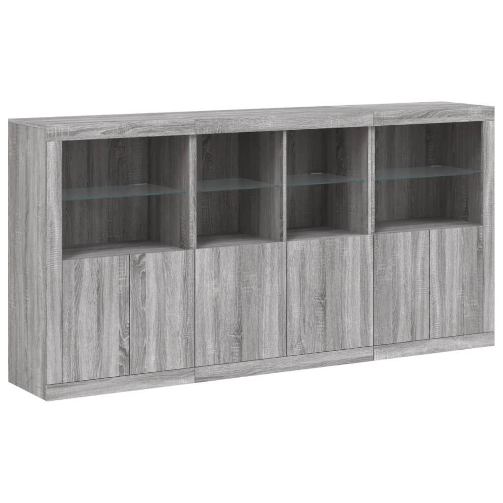 Sideboard mit LED-Leuchten Sonomagrau 202x37x100 cm