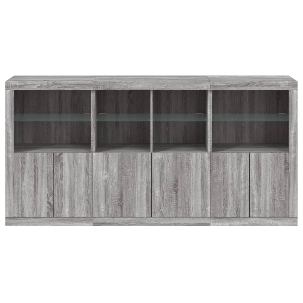 Sideboard mit LED-Leuchten Sonomagrau 202x37x100 cm