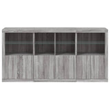 Sideboard mit LED-Leuchten Sonomagrau 202x37x100 cm