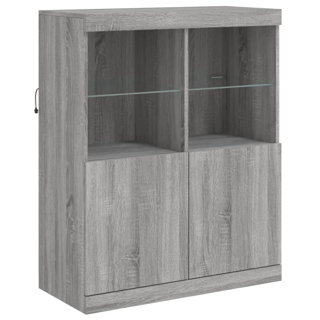 Sideboard mit LED-Leuchten Sonomagrau 202x37x100 cm