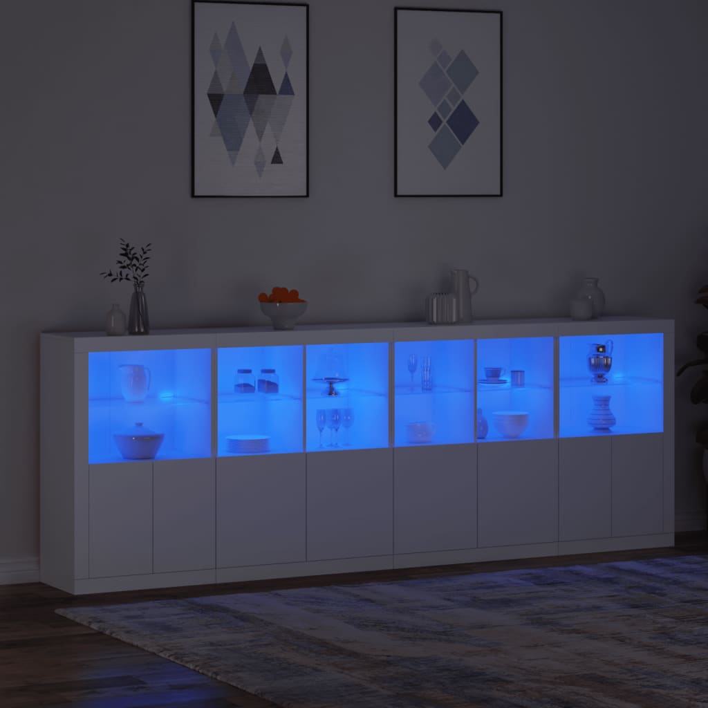 Buffet avec lumières LED blanc 283x37x100 cm