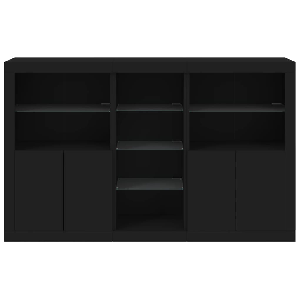 Sideboard with LED lights black 162x37x100 cm