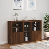 Sideboard mit LED-Leuchten, braune Eiche, 162 x 37 x 100 cm