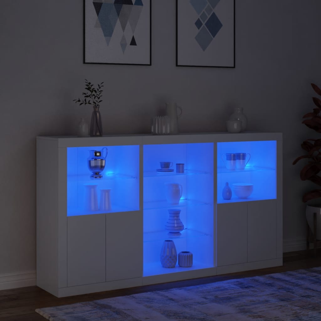 Buffet avec lumières LED blanc 181,5x37x100 cm