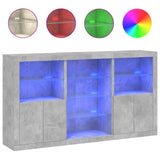 Sideboard mit betongrauen LED-Leuchten 181,5x37x100 cm