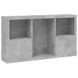 Sideboard mit betongrauen LED-Leuchten 181,5x37x100 cm