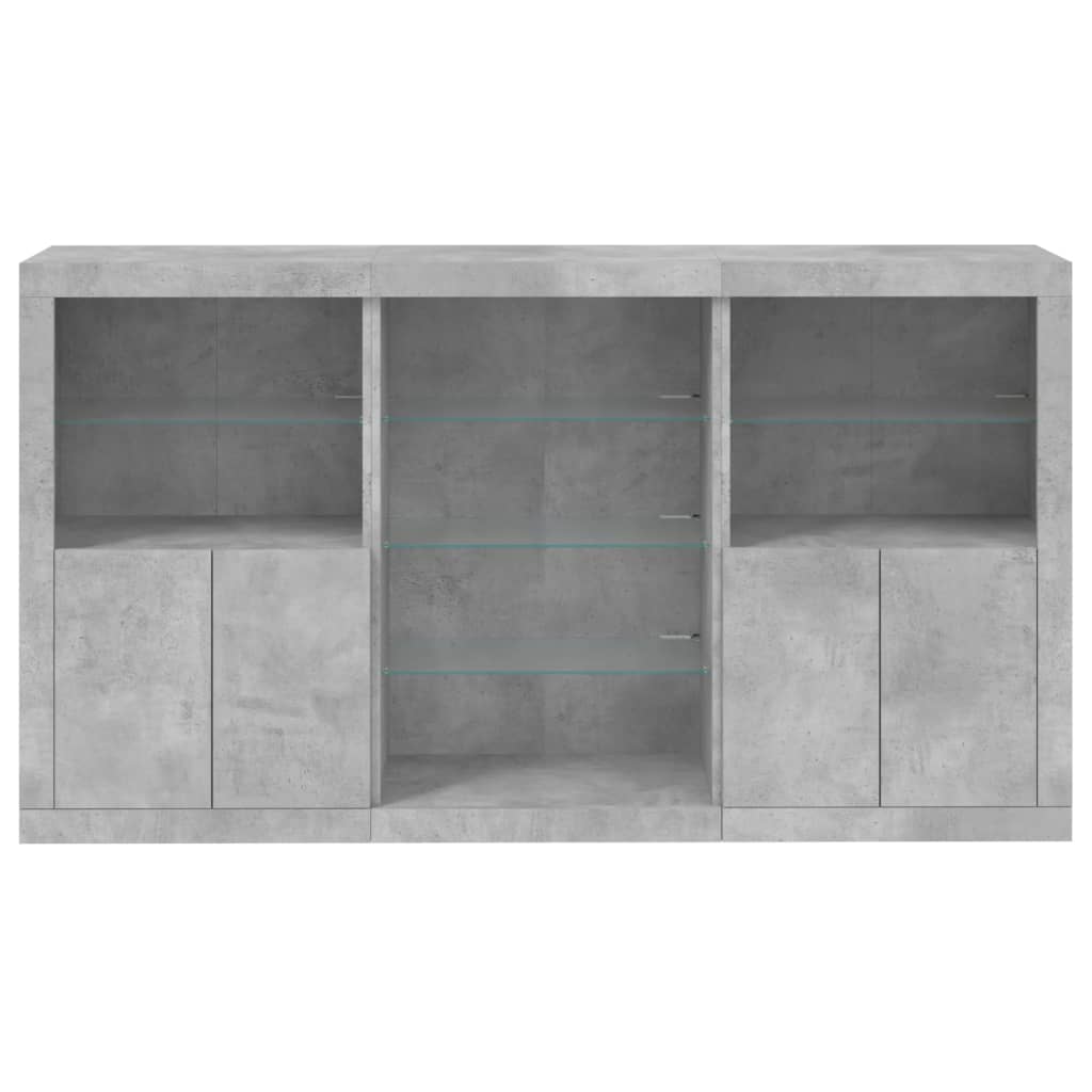 Sideboard mit betongrauen LED-Leuchten 181,5x37x100 cm