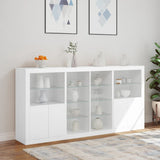 Sideboard with white LED lights 202x37x100 cm