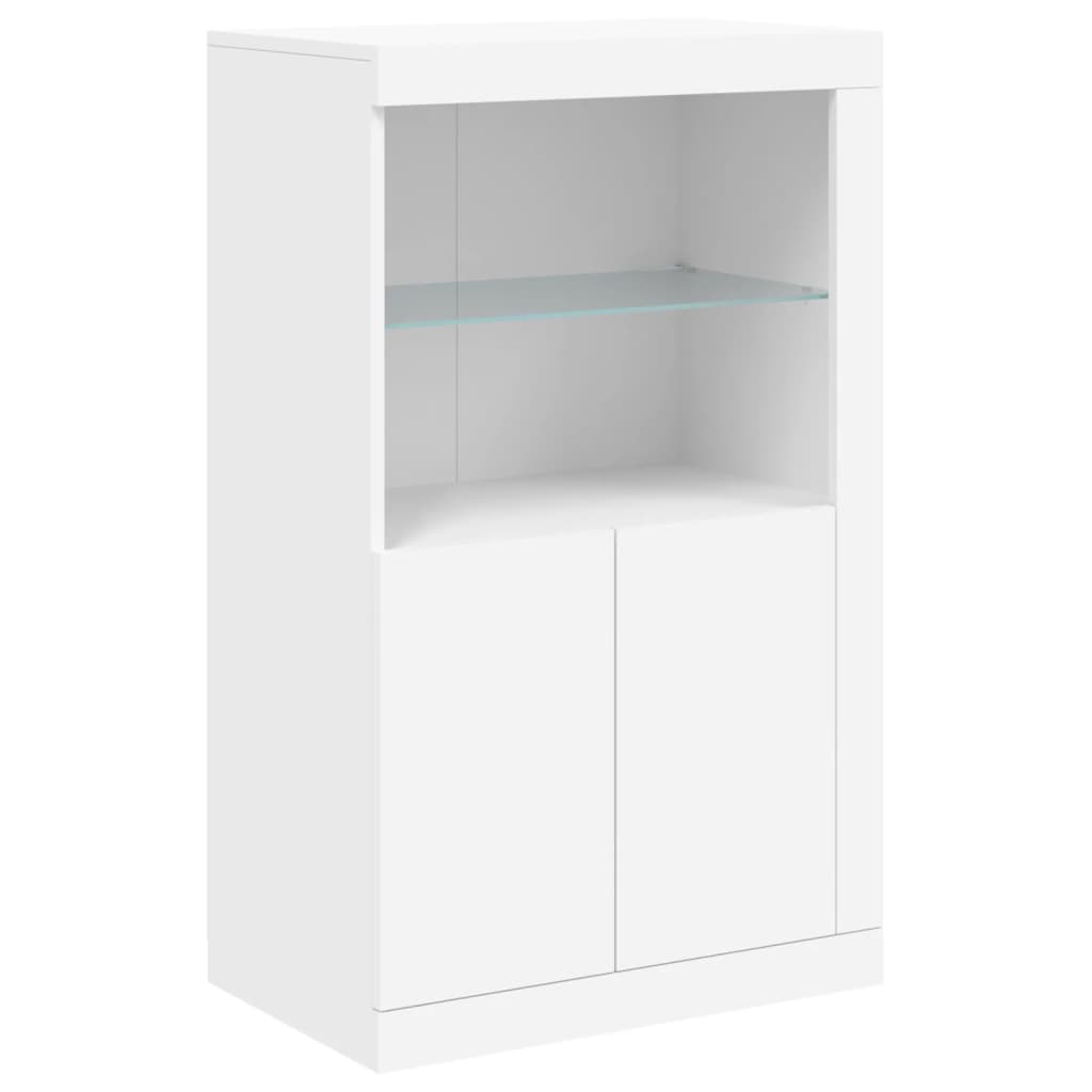 Sideboard with white LED lights 202x37x100 cm