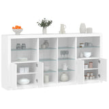 Sideboard with white LED lights 202x37x100 cm