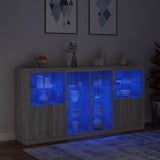 Buffet avec lumières LED sonoma gris 202x37x100 cm