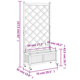 Planter with trellis and wheels brown solid fir wood