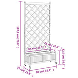 Planter with trellis and wheels gray solid fir wood