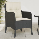 Garden chairs with cushions set of 2 black woven resin