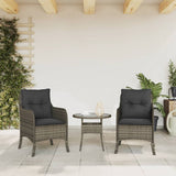 Garden chairs with cushions set of 2 gray woven resin