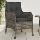 Garden chairs with cushions set of 2 gray woven resin