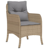 Gartenstühle mit Kissen, 2er-Set, beige Rattanmischung