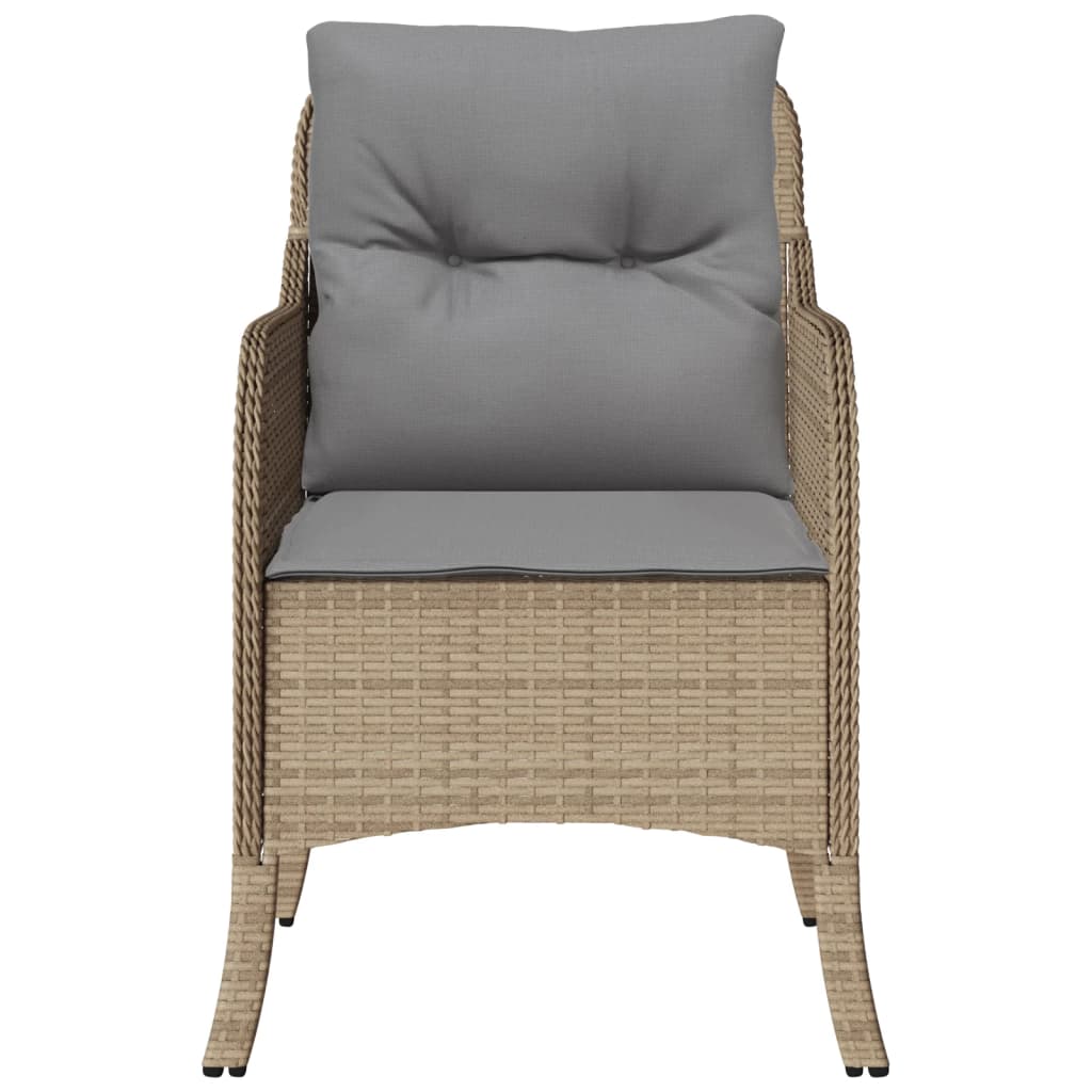 Gartenstühle mit Kissen, 2er-Set, beige Rattanmischung