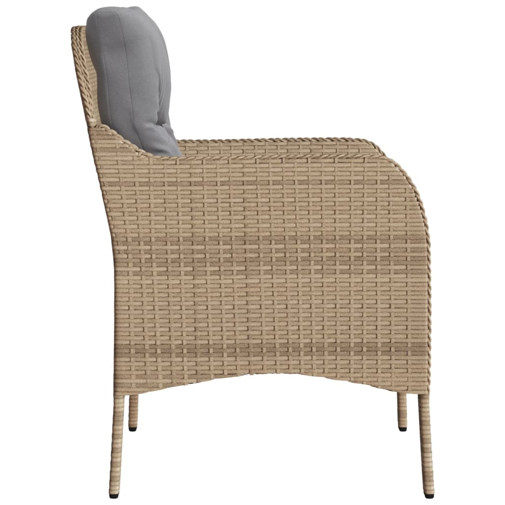 Gartenstühle mit Kissen, 2er-Set, beige Rattanmischung