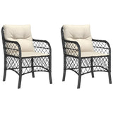 Chaises de jardin avec coussins lot de 2 noir résine tressée