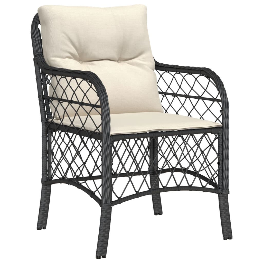 Chaises de jardin avec coussins lot de 2 noir résine tressée