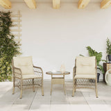 Chaises de jardin avec coussins lot de 2 beige résine tressée